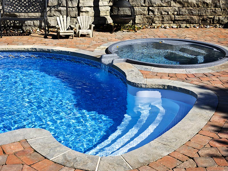 spa and pool in house yard bay shore ny